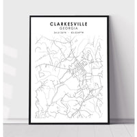 Clarkesville, Georgia Scandinavian Map Print 