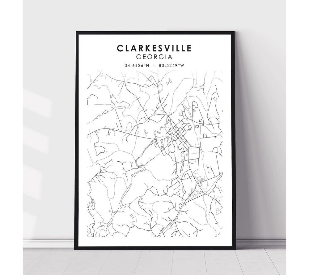 Clarkesville, Georgia Scandinavian Map Print 