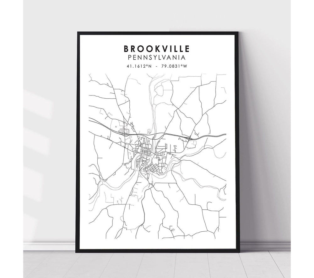 Brookville, Pennsylvania Scandinavian Map Print 