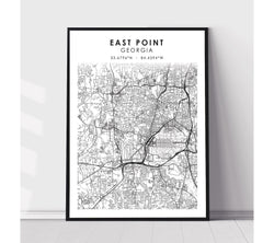East Point, Georgia Scandinavian Map Print    