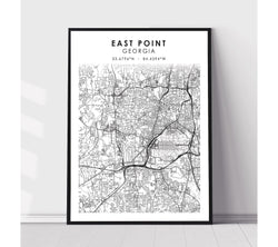 East Point, Georgia Scandinavian Map Print    