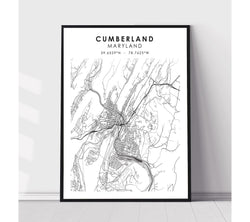 Cumberland, Maryland Scandinavian Map Print 