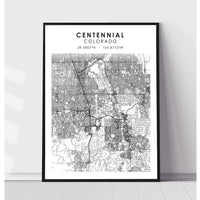 Centennial, Colorado Scandinavian Map Print 
