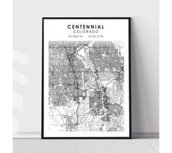Centennial, Colorado Scandinavian Map Print 