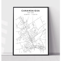 Canandaigua, New York Scandinavian Map Print 