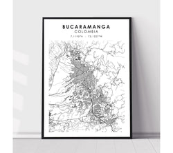 Bucaramanga, Colombia Scandinavian Map Print 