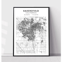 Bakersfield, California Scandinavian Map Print 