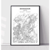 Dehradun, India Scandinavian Style Map Print 