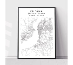 Kelowna, British Columbia Scandinavian Map Print 