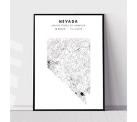 
              Nevada, United States Scandinavian Style Map Print 
            