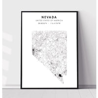 Nevada, United States Scandinavian Style Map Print 