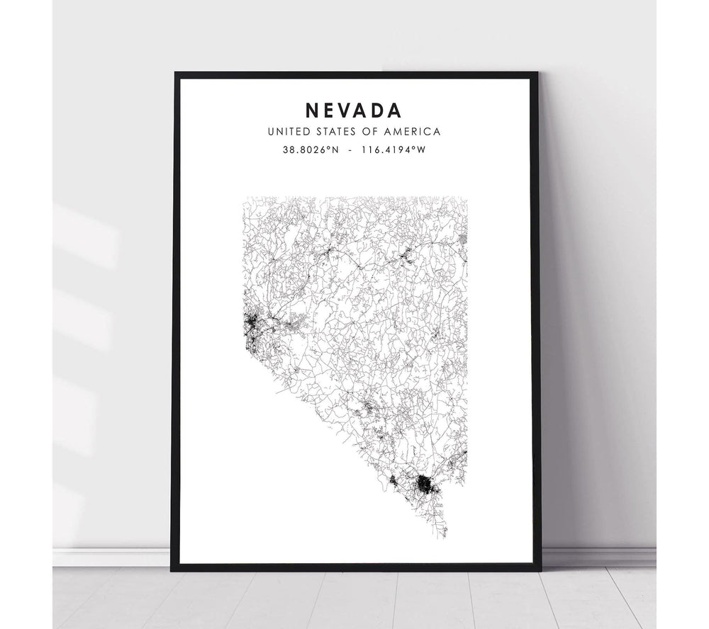 Nevada, United States Scandinavian Style Map Print 