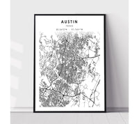 
              Austin, Texas Scandinavian Map Print 
            