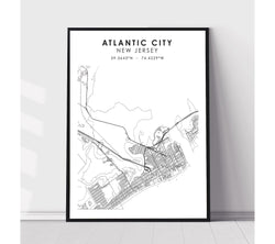 Atlantic City, New Jersey Scandinavian Map Print 