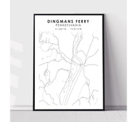 
              Dingmans Ferry, Pennsylvania Scandinavian Map Print 
            