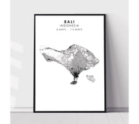 
              Bali, Indonesia Scandinavian Style Map Print 
            