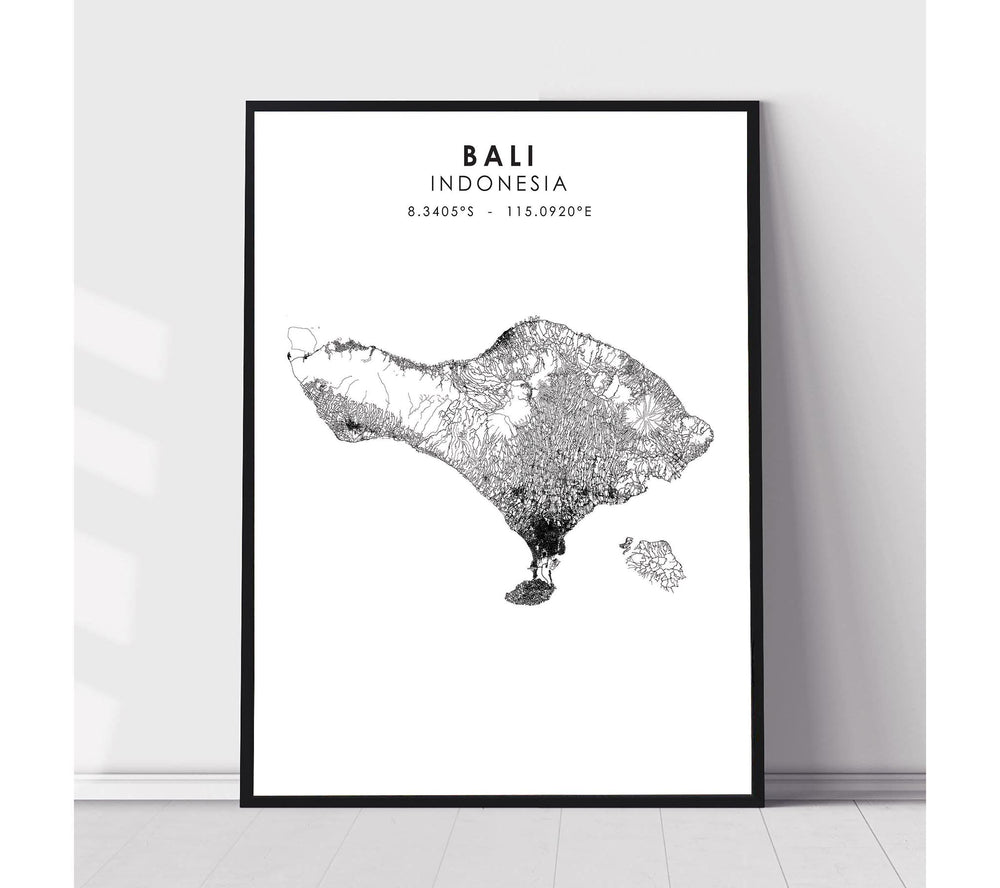 Bali, Indonesia Scandinavian Style Map Print 