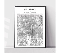 
              Columbus, Ohio Scandinavian Map Print 
            