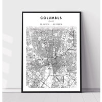 Columbus, Ohio Scandinavian Map Print 