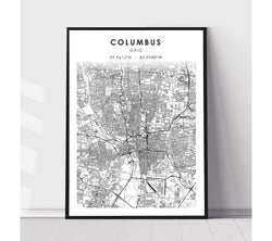 Columbus, Ohio Scandinavian Map Print 