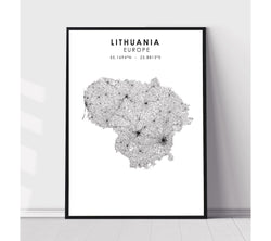 Lithuania Scandinavian Style Map Print 