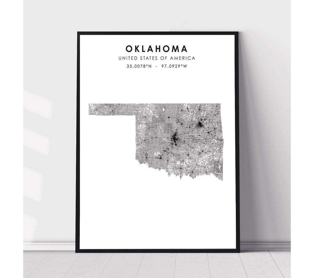 Oklahoma, United States Scandinavian Style Map Print 