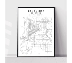 Cañon City, Colorado Scandinavian Map Print 