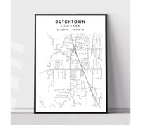 
              Dutch Town, Louisiana Scandinavian Map Print 
            