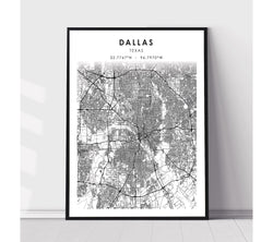 Dallas, Texas Scandinavian Map Print 