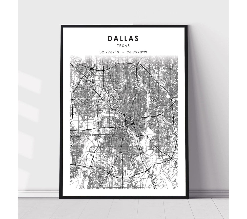 Dallas, Texas Scandinavian Map Print 