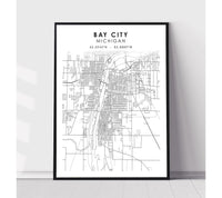 
              Bay City, Michigan Scandinavian Map Print 
            