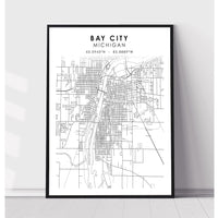 Bay City, Michigan Scandinavian Map Print 