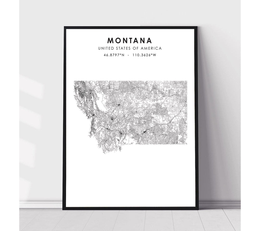 Montana, United States Scandinavian Style Map Print 