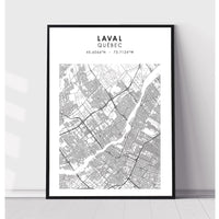 Laval, Quebec Scandinavian Style Map Print 