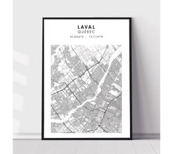 Laval, Quebec Scandinavian Style Map Print 