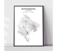 
              Montenegro Scandinavian Style Map Print 
            