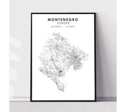 Montenegro Scandinavian Style Map Print 