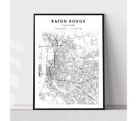 
              Baton Rouge, Louisiana Scandinavian Map Print 
            