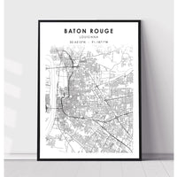 Baton Rouge, Louisiana Scandinavian Map Print 
