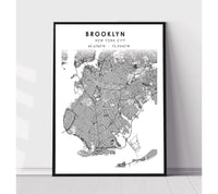 
              Brooklyn, New York Scandinavian Map Print 
            