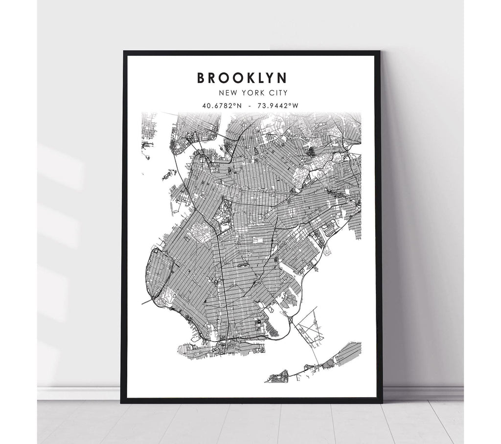 Brooklyn, New York Scandinavian Map Print 
