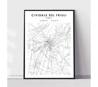 
              Cividale del Friuli, Italy Scandinavian Style Map Print 
            