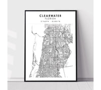 
              Clearwater, Florida Scandinavian Map Print 
            