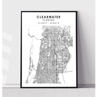 Clearwater, Florida Scandinavian Map Print 