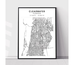 Clearwater, Florida Scandinavian Map Print 