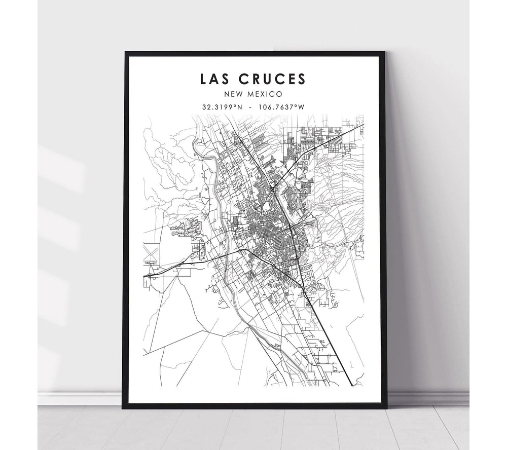 Las Cruces, New Mexico Scandinavian Map Print 
