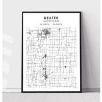 Dexter, Michigan Scandinavian Map Print 