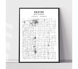 Dexter, Michigan Scandinavian Map Print 