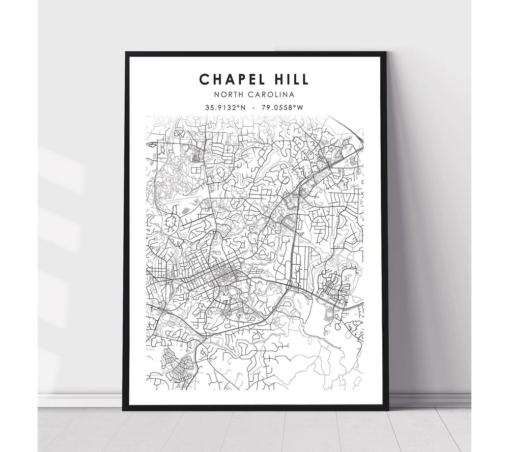 Chapel Hill, North Carolina Scandinavian Map Print 