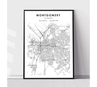 
              Montgomery, Alabama Scandinavian Map Print 
            